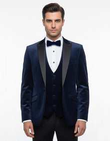 White Label Tapered Fit Satin Tuxedo Jacket - Navy