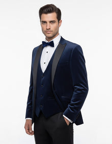 White Label Tapered Fit Satin Tuxedo Jacket - Navy