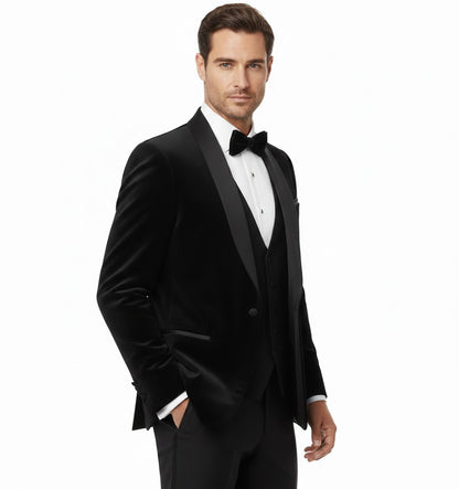 Remus Uomo Monti Slim Fit Tuxedo Jacket - Black