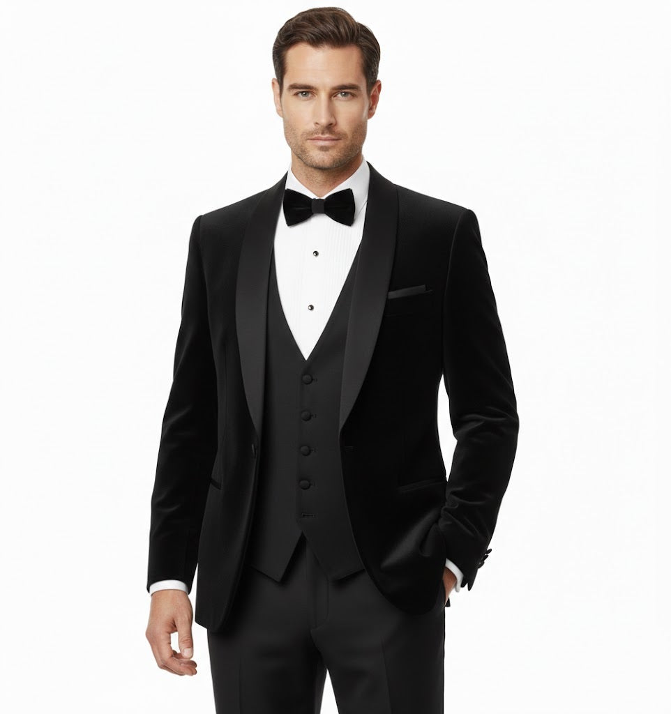 Remus Uomo Monti Slim Fit Tuxedo Jacket - Black