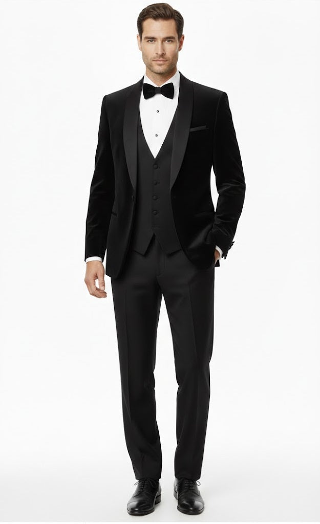 Remus Uomo Monti Slim Fit Tuxedo Jacket - Black