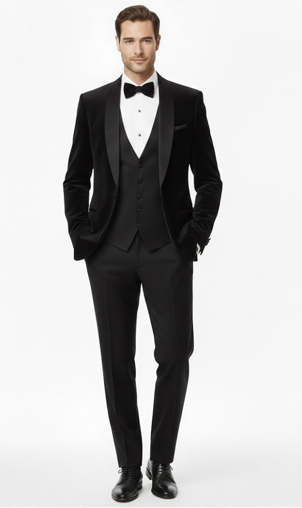 Remus Uomo Monti Slim Fit Tuxedo Jacket - Black
