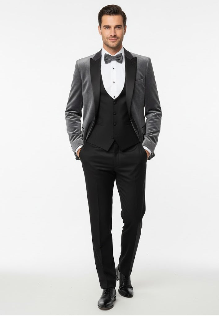 Remus Uomo Monti Slim Fit Tuxedo Jacket - Grey