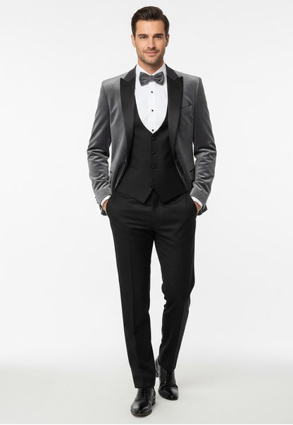 Remus Uomo Monti Slim Fit Tuxedo Jacket - Grey