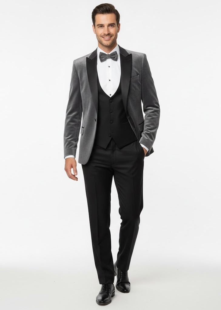 Remus Uomo Monti Slim Fit Tuxedo Jacket - Grey