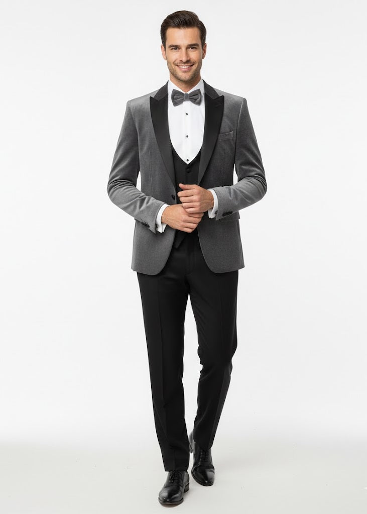 Remus Uomo Monti Slim Fit Tuxedo Jacket - Grey