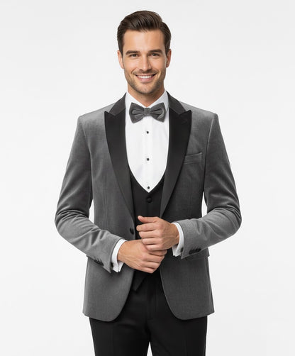 Remus Uomo Monti Slim Fit Tuxedo Jacket - Grey