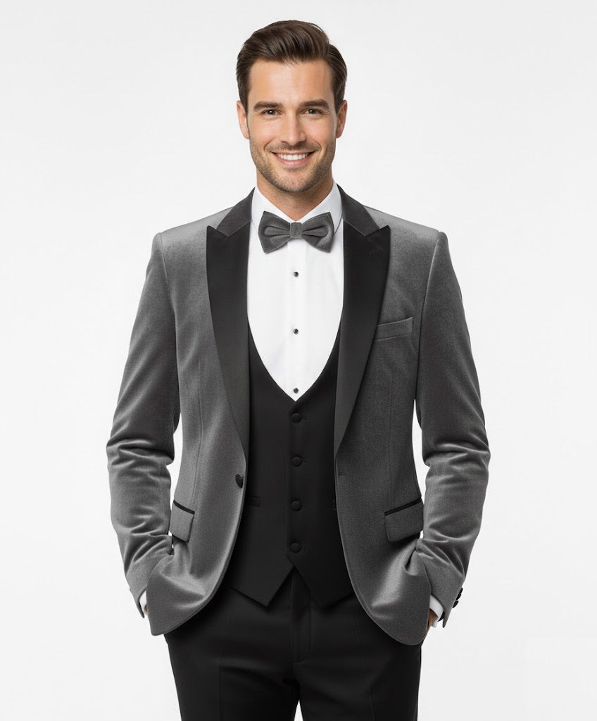 Remus Uomo Monti Slim Fit Tuxedo Jacket - Grey