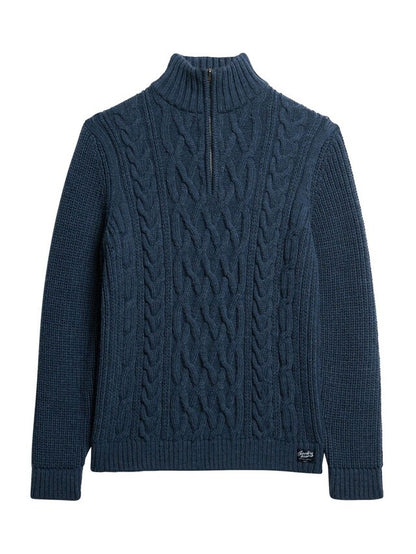 Superdry Jacob Cable Knit Half Zip - Indigo