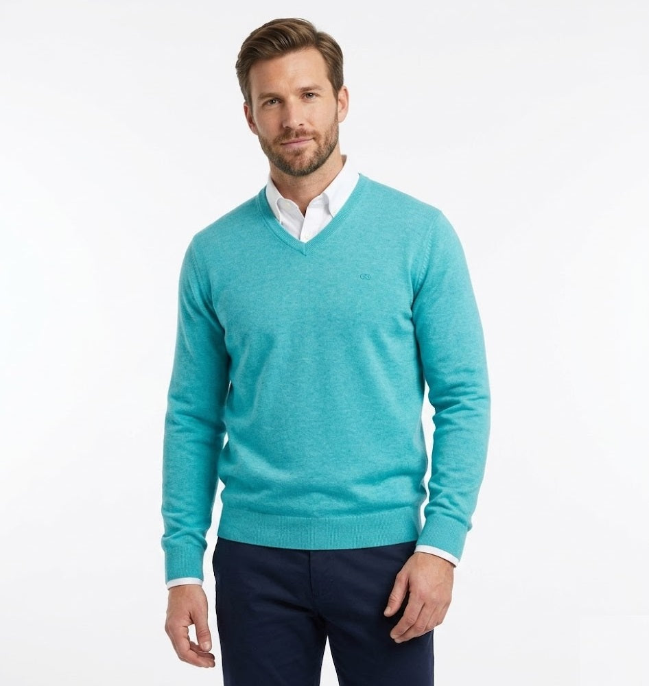 Andre Valencia V Neck Sweater - Aqua