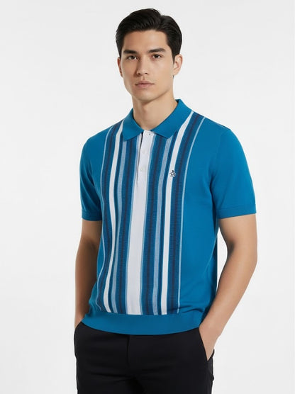Original Penguin Vertical Striped Polo Shirt - Vallarta Blue