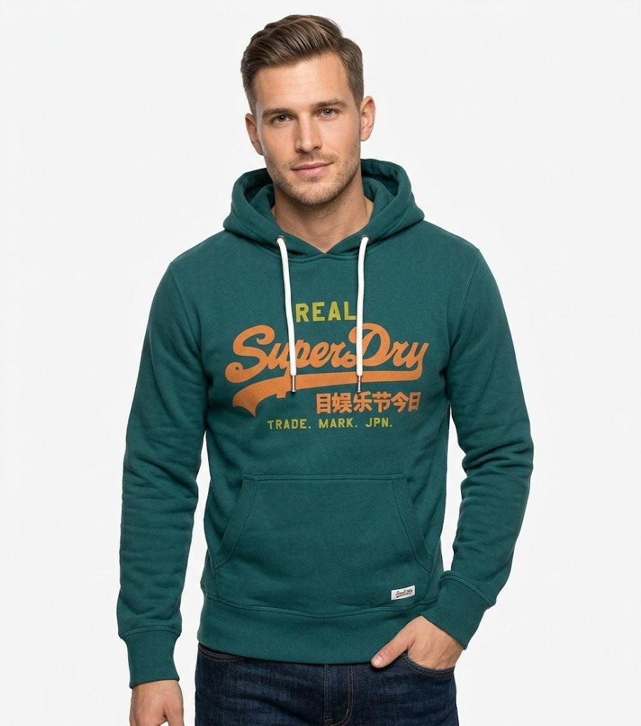 Superdry Vintage Logo Classic Hoodie - Varsity Green