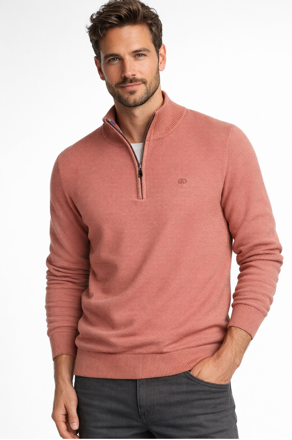 Andre Venice Half Zip Sweater - Mango