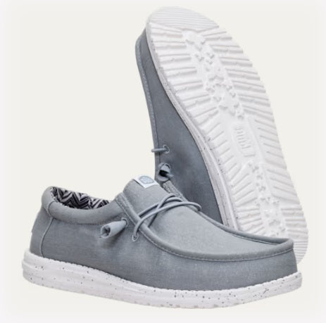Hey Dude Wally Stretch Canvas Casual Shoe - Light Grey