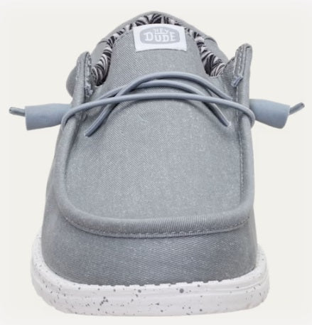 Hey Dude Wally Stretch Canvas Casual Shoe - Light Grey