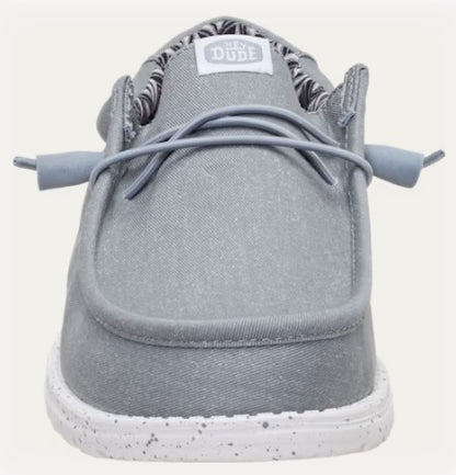 Hey Dude Wally Stretch Canvas Casual Shoe - Light Grey