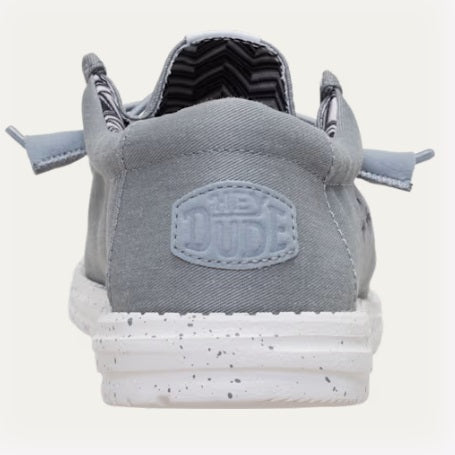 Hey Dude Wally Stretch Canvas Casual Shoe - Light Grey