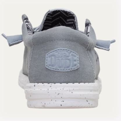 Hey Dude Wally Stretch Canvas Casual Shoe - Light Grey