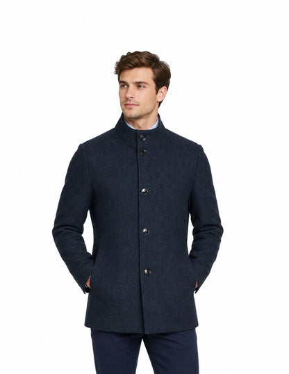 Daniel Grahame Watson Tailored Fit Overcoat - Dark Blue