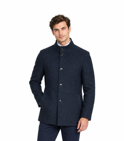 Daniel Grahame Watson Tailored Fit Overcoat - Dark Blue