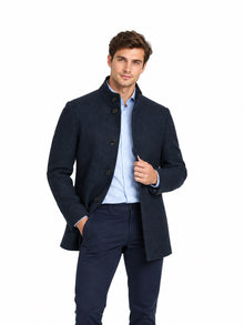 Daniel Grahame Watson Tailored Fit Overcoat - Dark Blue