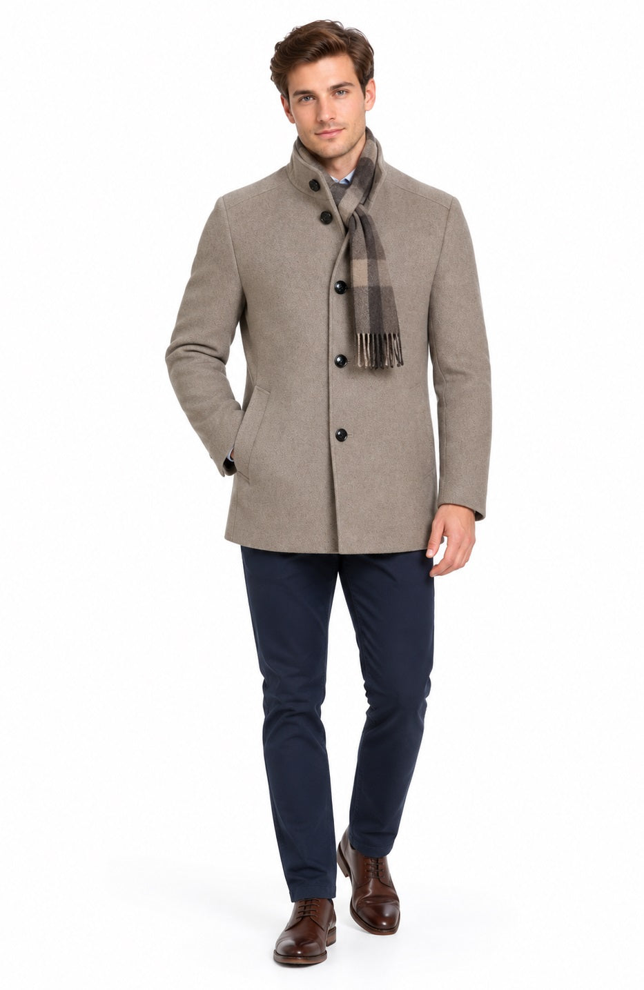 Daniel Grahame Watson Tailored Fit Overcoat - Taupe