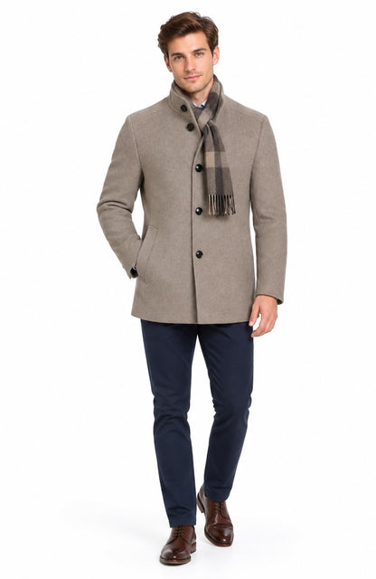 Daniel Grahame Watson Tailored Fit Overcoat - Taupe