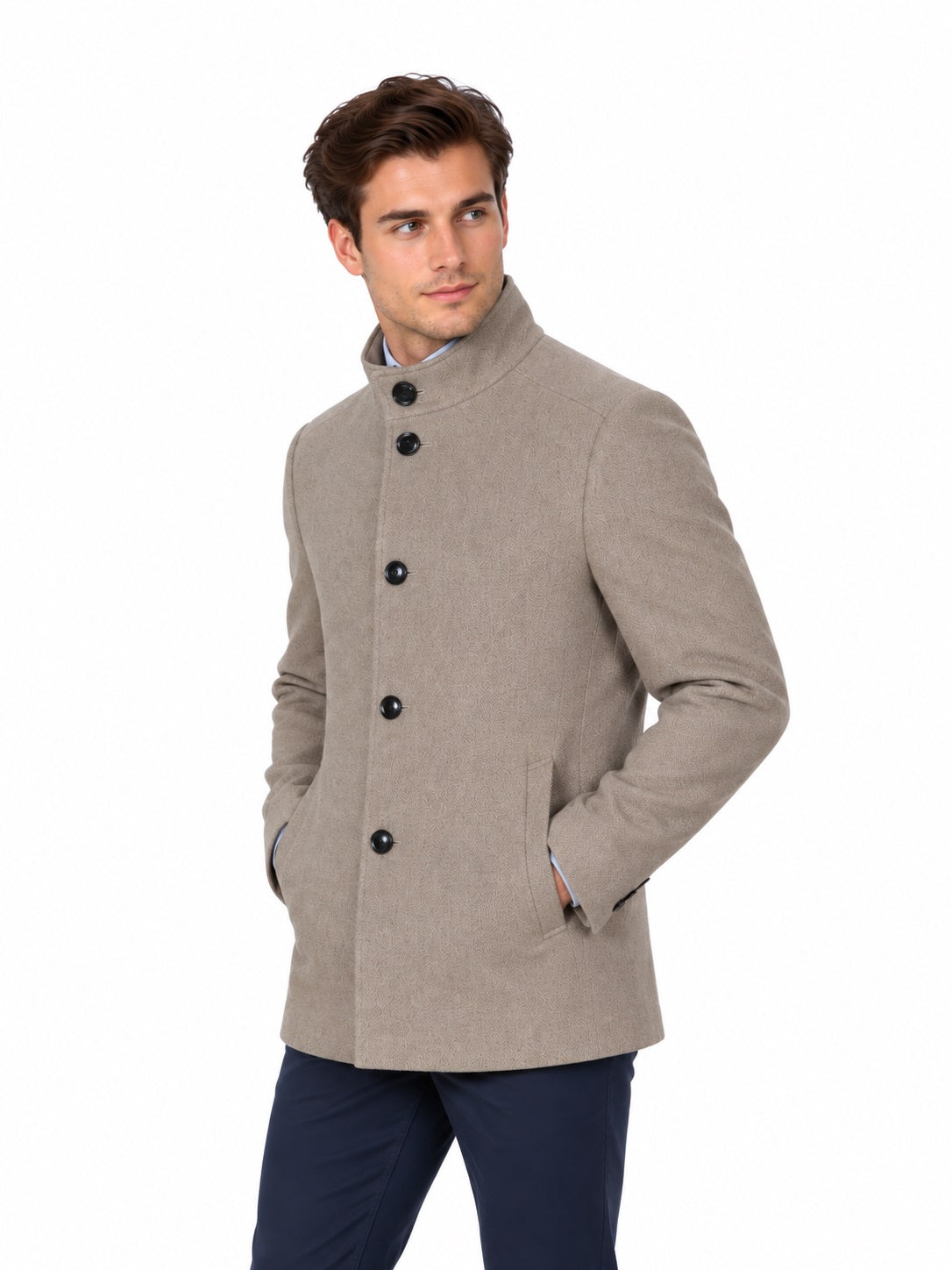 Daniel Grahame Watson Tailored Fit Overcoat - Taupe
