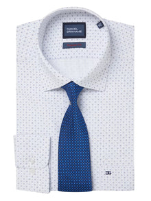 Daniel Grahame Regular Fit Long Sleeve Formal Shirt & Tie - White/Blue