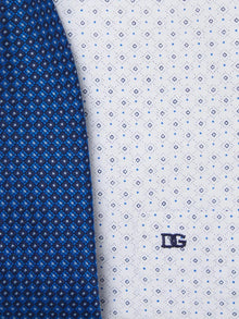Daniel Grahame Regular Fit Long Sleeve Formal Shirt & Tie - White/Blue