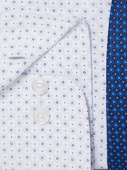 Daniel Grahame Regular Fit Long Sleeve Formal Shirt & Tie - White/Blue