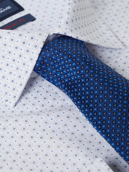 Daniel Grahame Regular Fit Long Sleeve Formal Shirt & Tie - White/Blue