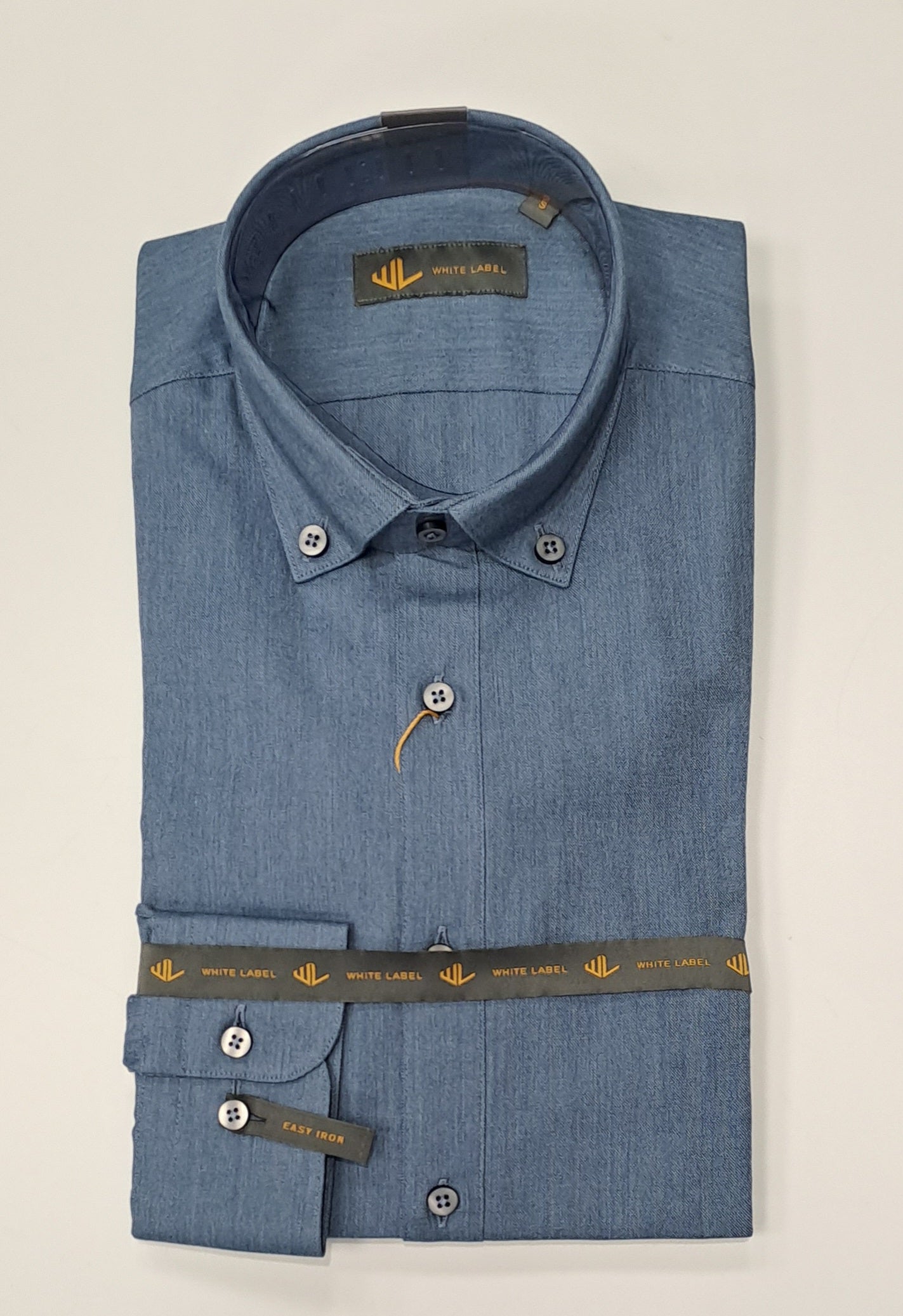 White Label Fletcher Long Sleeve Casual Shirt - Denim Blue