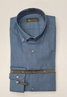 White Label Fletcher Long Sleeve Casual Shirt - Denim Blue