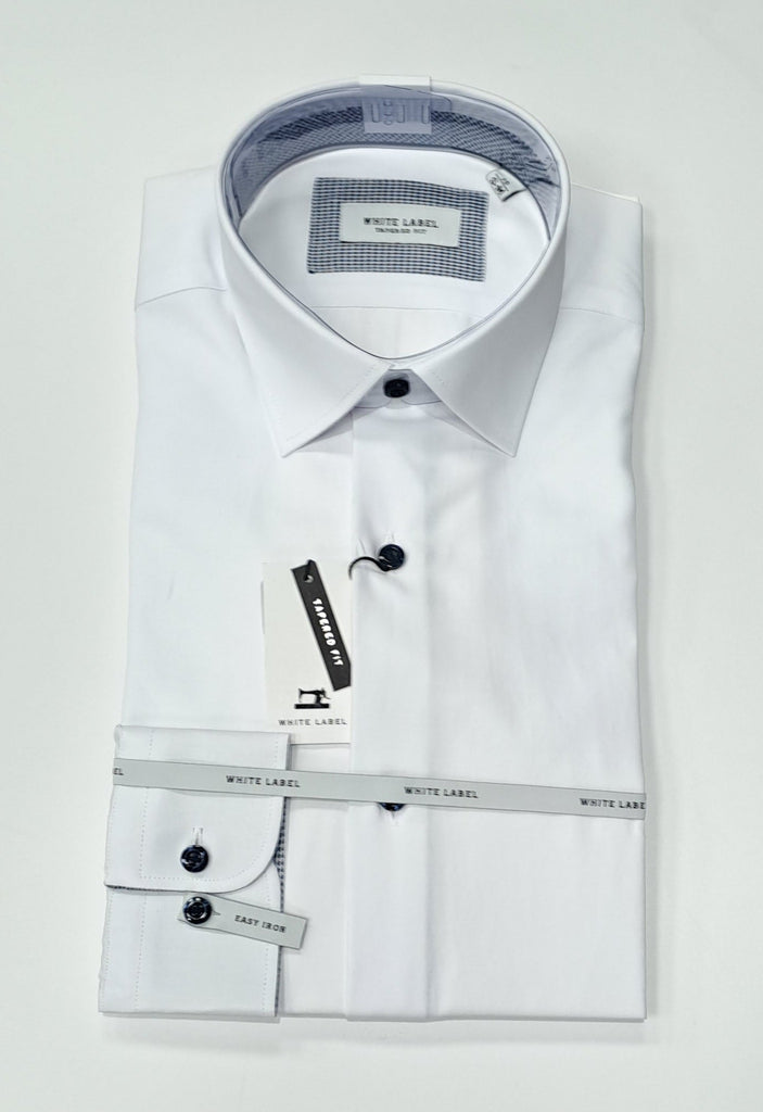 White Label Long Sleeve Tapered Shirt - White