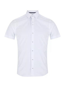 Remus Uomo Parker Short Sleeve Formal Shirt With Stretch - White