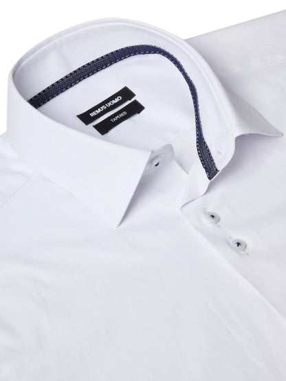 Remus Uomo Parker Short Sleeve Formal Shirt With Stretch - White