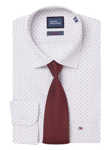 Daniel Grahame Regular Fit Long Sleeve Formal Shirt & Tie - White/Red