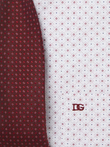 Daniel Grahame Regular Fit Long Sleeve Formal Shirt & Tie - White/Red