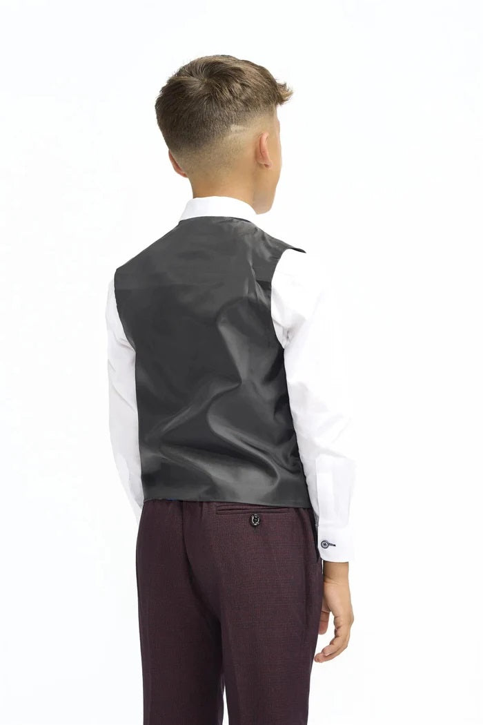 Boys Cavani Tailored Fit Cardi 3 Piece Suit - Wine