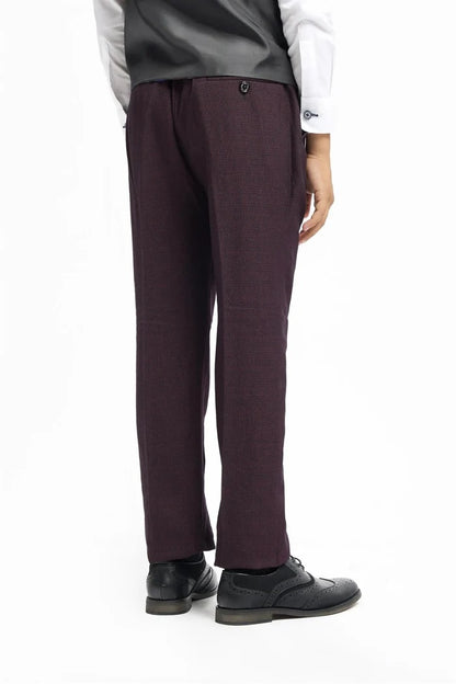 Boys Cavani Tailored Fit Cardi 3 Piece Suit - Wine