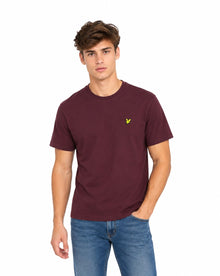 Lyle & Scott Cotton Crew Neck Plain T-Shirt - Burgundy