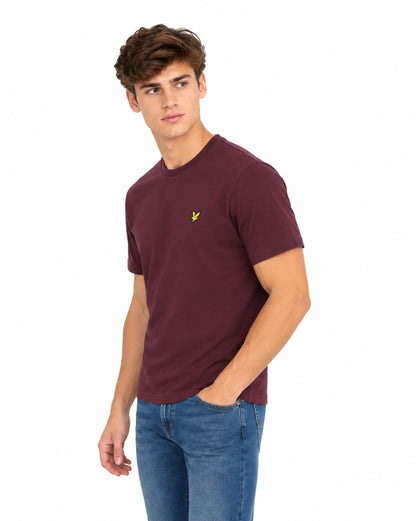 Lyle & Scott Cotton Crew Neck Plain T-Shirt - Burgundy