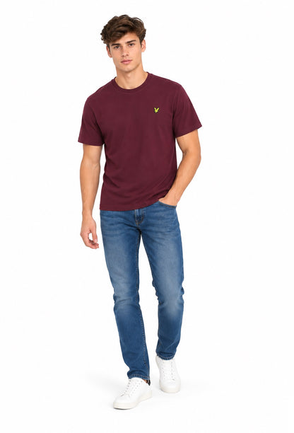 Lyle & Scott Cotton Crew Neck Plain T-Shirt - Burgundy