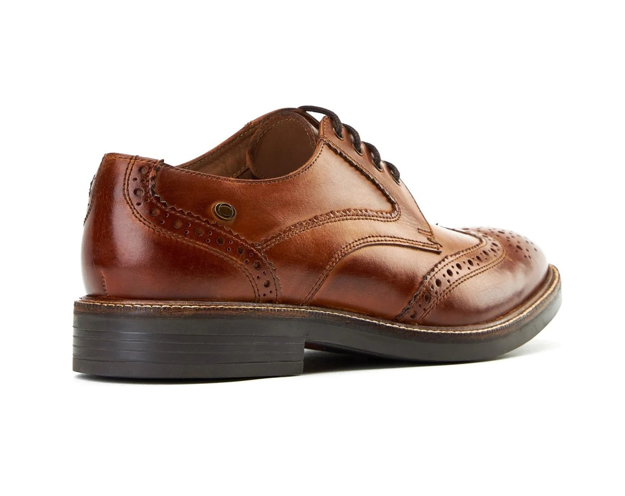 Base London York Brogue Leather Shoes - Washed Tan