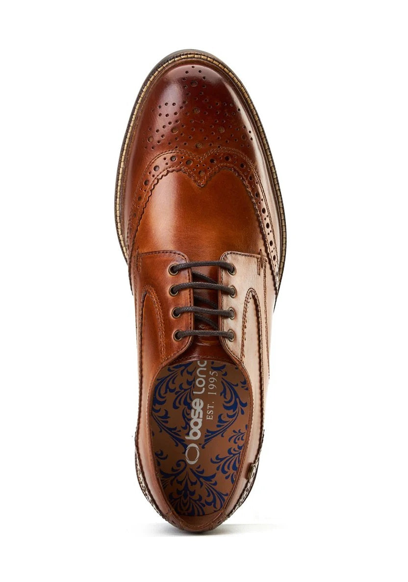 Base London York Brogue Leather Shoes - Washed Tan