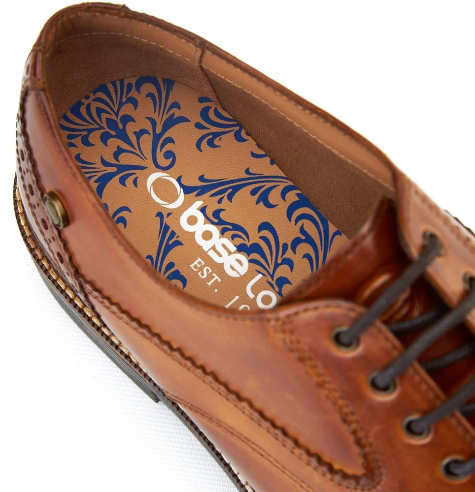 Base London York Brogue Leather Shoes - Washed Tan
