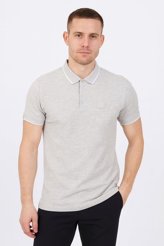 Diesel Zale Short Sleeve Polo Shirt - Grey Melange
