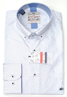 Dario Beltran Zaidin Diamond Print Regular Fit Long Sleeve Shirt - Blue