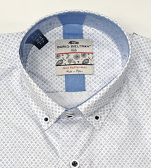 Dario Beltran Zaidin Diamond Print Regular Fit Long Sleeve Shirt - Blue